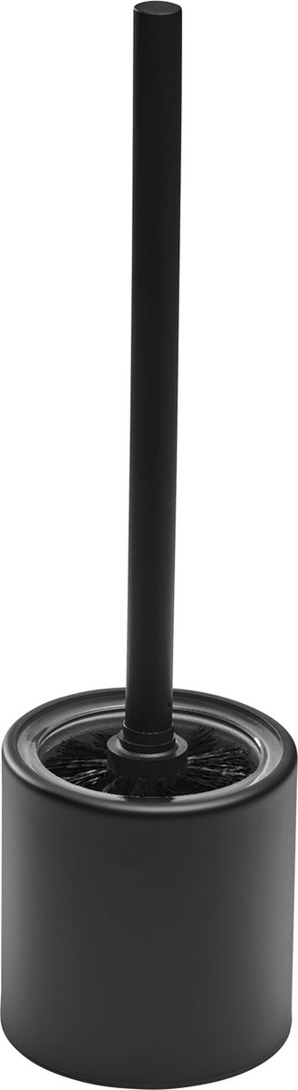 AMARE - Toiletborstel met roestvrijstalen houder - Cilinder vorm - Zwart