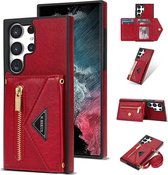 Etui portefeuille bandoulière cuir femme Samsung Galaxy S23 Ultra avec bandoulière longue - rouge