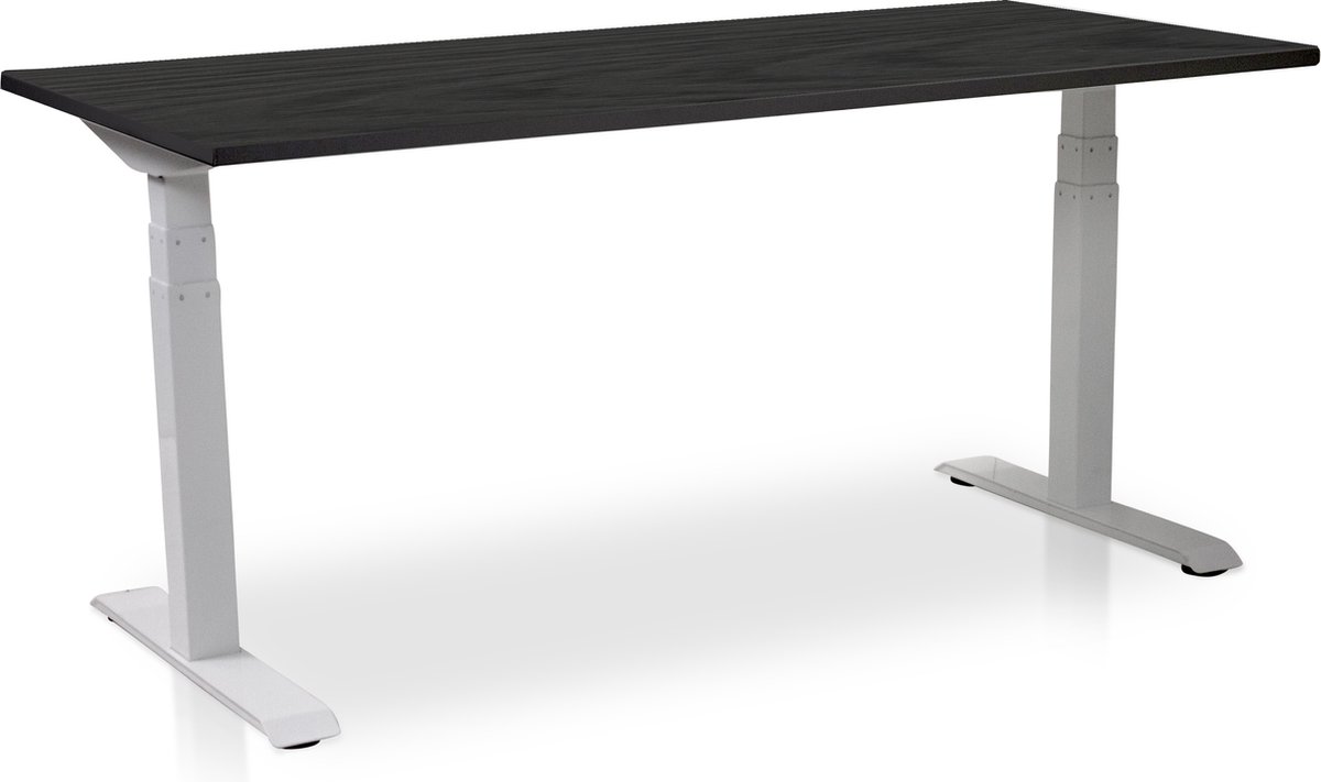 Multi Ratio Zit-sta bureau elektrisch verstelbaar - MRC PRO NEN-EN 527 | 160 x 80 cm | frame wit - blad zwart eiken - met kabelmanagement | memory functie met USB | 150kg draagvermogen Wit frame