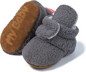 Babyslofjes - warme slofjes voor je baby - 6-12 maanden (12 cm) - schoenmaat 18-19 - donkergrijs