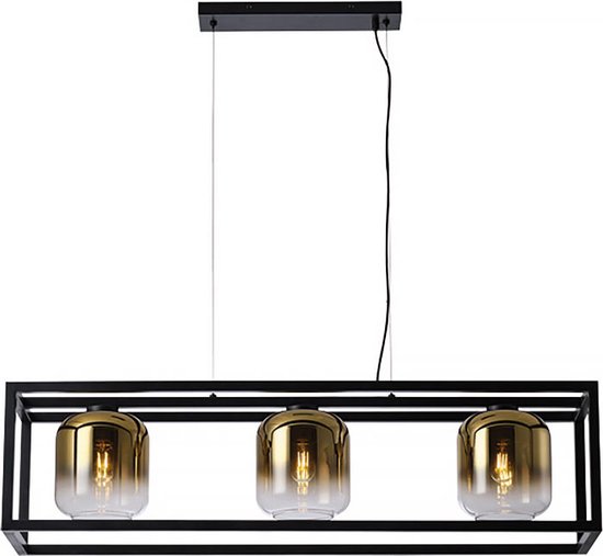 Freelight - Hanglamp Dentro 3 lichts L 110 cm goud glas zwart