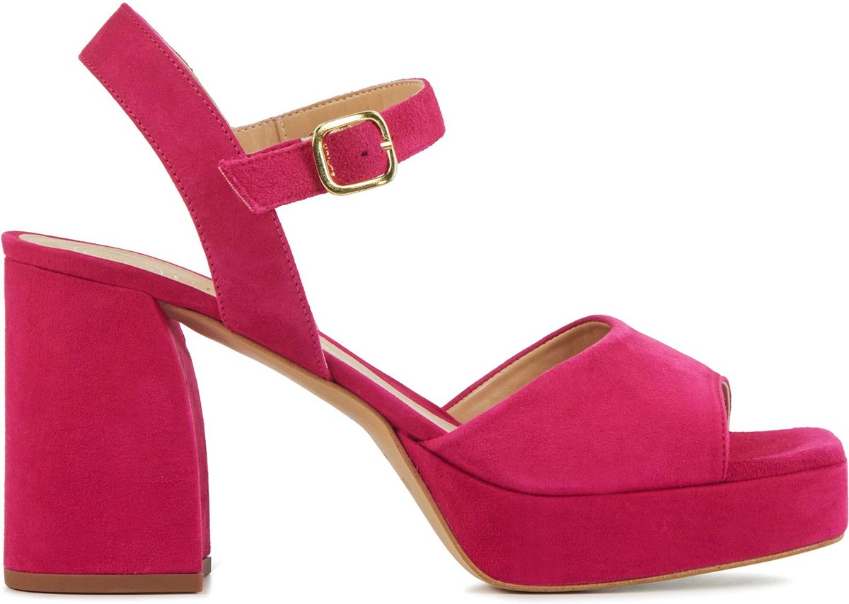 Unisa Sandalen Dames / Damesschoenen - Suède - Plateauhak hoogte 8 cm - Odran sue - Fuchsia - Maat 40