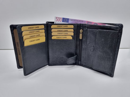 Portemonnee Heren Zwart Leren - Met RFID Anti-Skim Bescherming serie Zirkoon