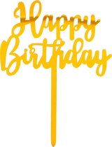 Boland - Taarttopper 'Happy Birthday' goud Goud - Verjaardag, Kinderfeestje - Geen thema - Verjaardag