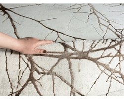Karpet24 Modern Vloerkleed Creation - Laagpolig Tapijt met Elegant Takkenpatroon in Beige en Crème-Ø 200 cm