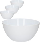 4x Grote serveerschalen/kommen wit - 25 cm - Sla/salade serveren - Schalen/kommen van kunstsof - Keukenbenodigdheden