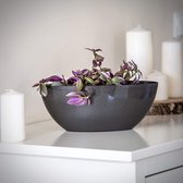 KADAX Bloempot, ovale bloempot, sierpot van kunststof, bloempot voor binnenshuis, bloemen, planten, balkon, bloembak, plantenbak, moderne vorm (21 x 12 cm, antraciet)