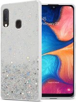 Cadorabo Hoesje geschikt voor Samsung Galaxy A10e / A20e in Transparant met Glitter - Beschermhoes van flexibel TPU silicone met fonkelende glitters Case Cover Etui