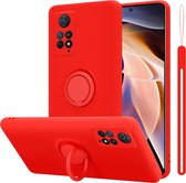 Cadorabo Hoesje geschikt voor Xiaomi RedMi NOTE 11 PRO 4G / 5G in LIQUID ROOD - Beschermhoes van flexibel TPU silicone Case Cover met ring