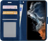 Hoes Geschikt voor Samsung S22 Ultra Hoesje Book Case Hoes Flip Cover Wallet Bookcase - Donkerblauw