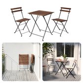Bol.com Bistroset 3-delig - Tuinset - Tafel Met Stoelen - Acacia Hout & Zwart Metaal Frame - 54x54cm - Opvouwbaar - Licht van Ge... aanbieding