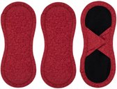 Protège-slips lavables en coton bio Bamboolik avec velcro - 3 pièces - rouge