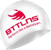 BTTLNS badmuts - swim cap - siliconen badmuts unisex - Absorber 2.0 - wit-rood - one size