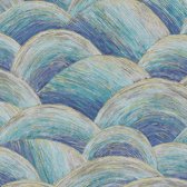 AS Creation Metropolitan Stories 3 - WAVY ELLIPSE WALLPAPER - or turquoise - 1005 x 53 cm