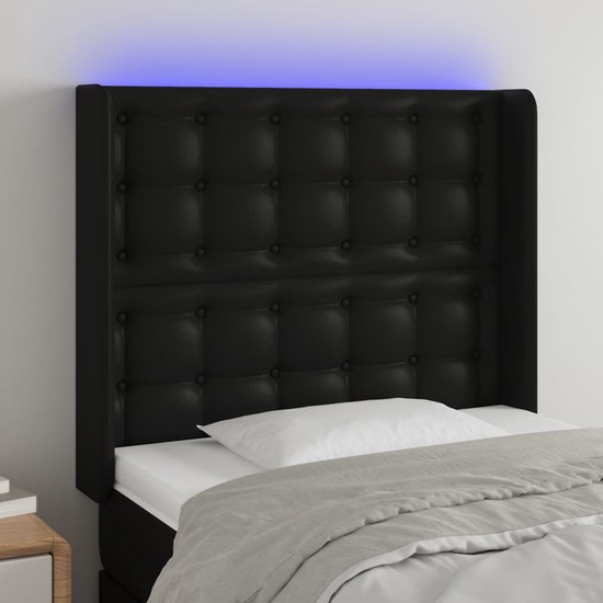 LED Bed Met Opbergruimte Anastasia - 140 X 190 Cm - Zwart, Modern En Praktisch Ontwerp Met Led Verlichting En Stijlvol Hoofdeinde