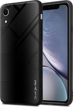 Coque Cadorabo pour Apple iPhone XR - Look rayé en OPAL BLACK - Coque de protection en verre trempé et silicone TPU