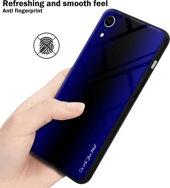 Coque Cadorabo pour Apple iPhone XR - Look rayé en VIOLET COBALT - Coque de protection en verre trempé et silicone TPU