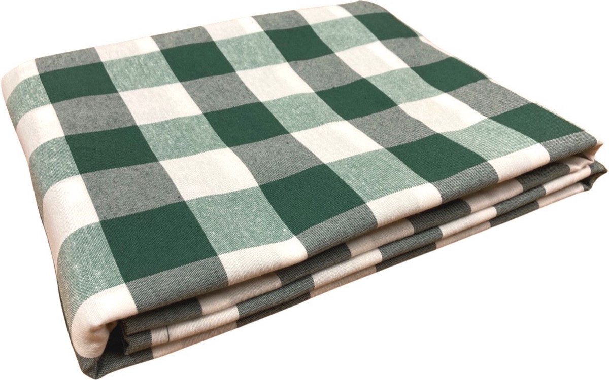 Geruit Tafelkleed Grote ruit groen 140 x 360 - boerenbont - picknick - gezoomd