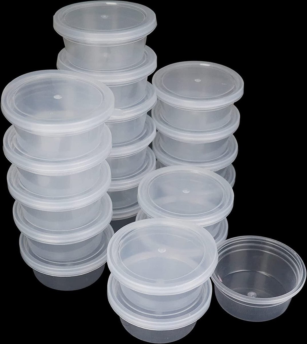 GZhaimai 50 stuks slime containers, ronde mini-kunststof containers met deksel voor kleine voorwerpen of andere kleine knutselspullen op te bergen