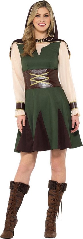 Smiffy's - Robin Hood Kostuum - Droom Van De Sheriff Robin Hood - Vrouw - Groen, Bruin - Large - Carnavalskleding - Verkleedkleding