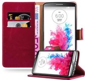 Cadorabo Hoesje geschikt voor LG G3 in WIJN ROOD - Beschermhoes met magnetische sluiting, standfunctie en kaartvakje Book Case Cover Etui
