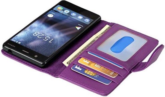 Coque Cadorabo pour Nokia 3 2017 VIOLET BORDEAUX - Coque de protection avec fermeture magnétique et 3 emplacements pour cartes