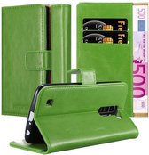 Cadorabo Hoesje geschikt voor LG K10 2016 in GRAS GROEN - Beschermhoes met magnetische sluiting, standfunctie en kaartvakje Book Case Cover Etui