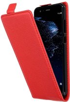 Cadorabo Hoesje geschikt voor Huawei P10 LITE in INFERNO ROOD - Beschermhoes in flip-design Case Cover van getextureerd imitatieleer