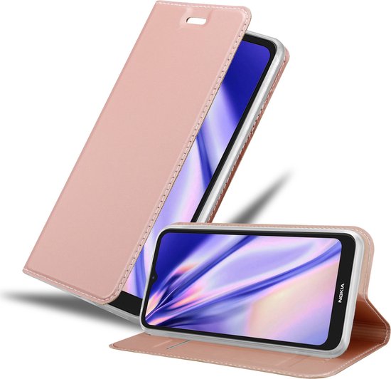 Cadorabo Hoesje geschikt voor Nokia C21 in CLASSY ROSE GOUD - Beschermhoes met magnetische sluiting, standfunctie en kaartvakje Book Case Cover Etui