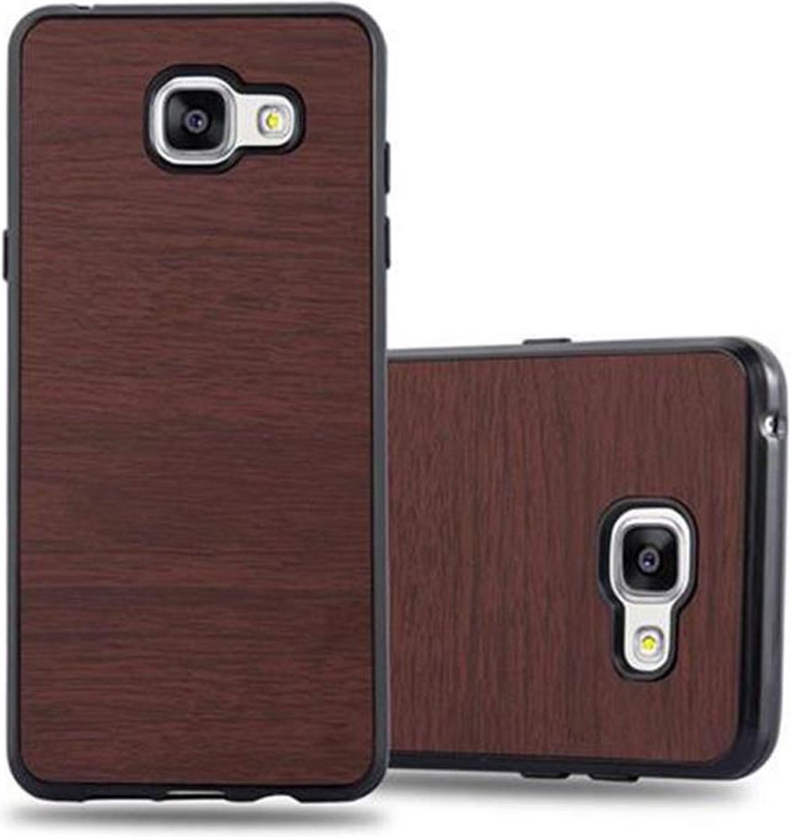 Cadorabo Hoesje geschikt voor Samsung Galaxy A3 2016 in WOODEN KOFFIE - Beschermhoes gemaakt van flexibel TPU silicone Case Cover