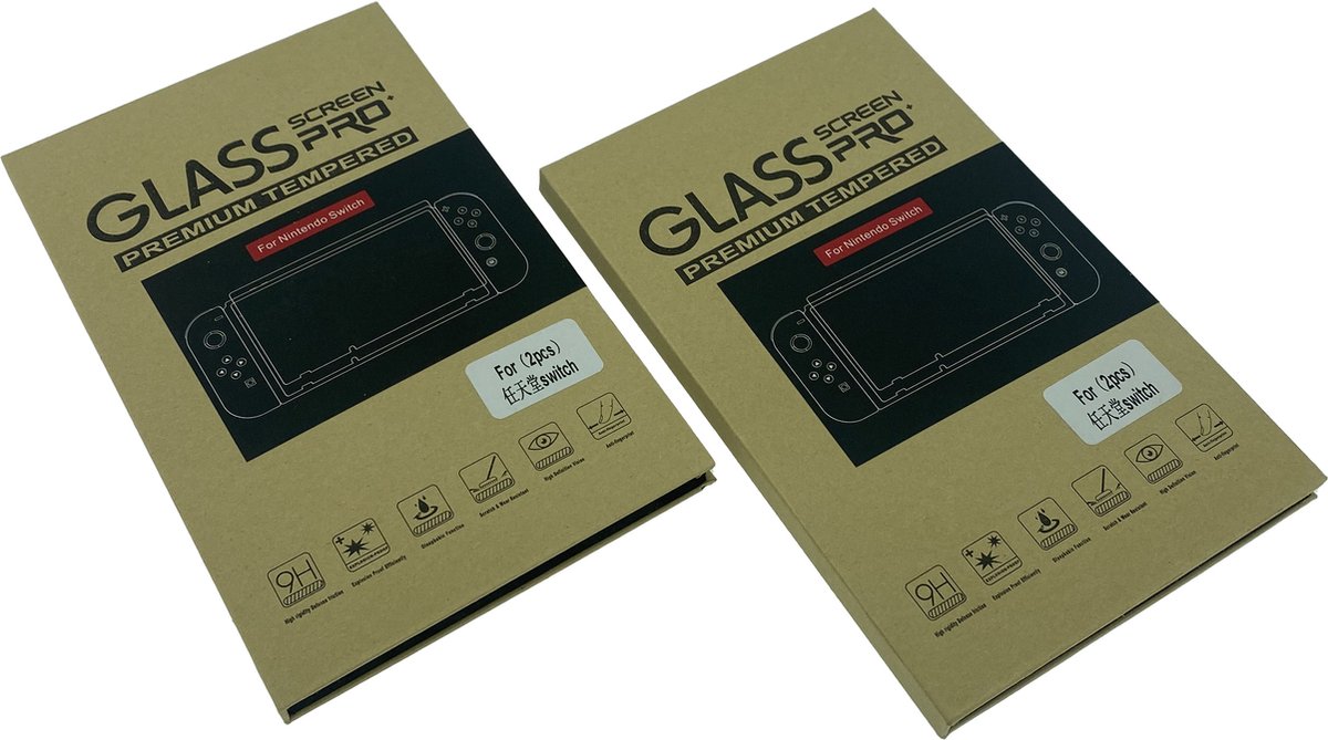 Knaak Screen Protector geschikt voor Nintendo Switch - 9H Gehard Glas - 2 stuks