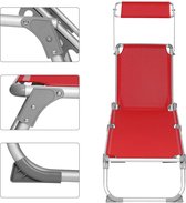 Zonneligstoel - Met dak - Ligstoel - Tuinligstoel - Aluminium - Verstelbare rugleuning - Inklapbaar - Rood