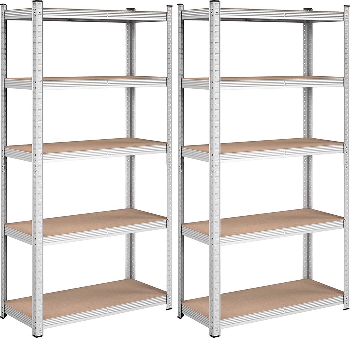 Opbergrekken - Set van 2 -180 x 90 x 40 cm - Tot 875 kg draagvermogen - Zilver