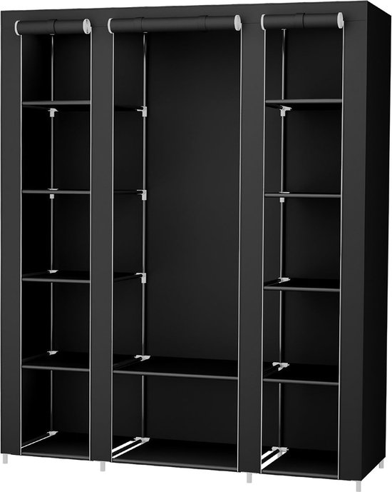Kledingkast - Stof - Metalen frame - 175 x 150 cm - Zwart