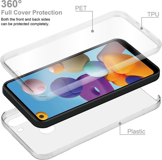 Coque Cadorabo pour Samsung Galaxy A21 en TRANSPARENT - Coque de protection intégrale à 360° - Protection avant et arrière, protection intégrale avec film protecteur d'écran