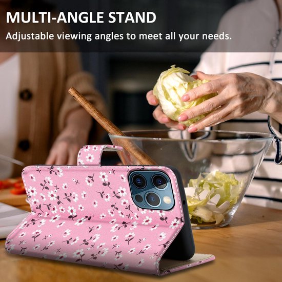 Coque Cadorabo pour Apple iPhone 13 PRO MAX - Flower Rain Design No 6 - Pochette de protection avec fermeture magnétique, fonction stand et poche pour carte