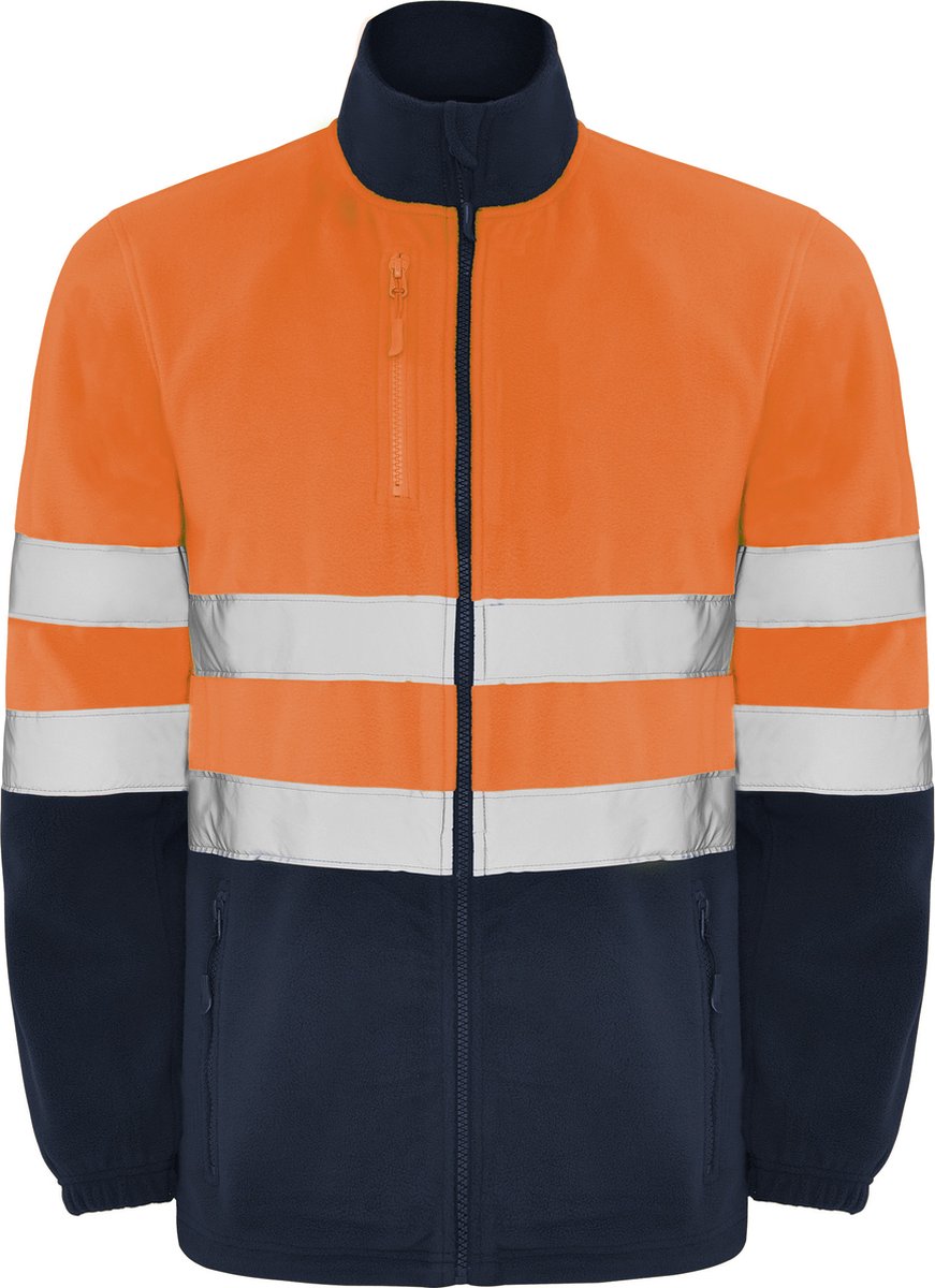 High Visibility Fleecejas Navy Blauw / Fluor Oranje 3XL model Altair merk Roly