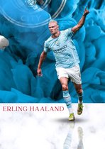 Poster Erling Haaland - Manchester City - Hoogwaardig glans - Geschikt om in te lijsten - 60x42cm - Voetbal - Bekende voetballer - UEFA Champions League - WK voetbal 2022 - FIFA - Sport - Cadeau