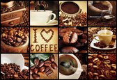 Fotobehang - Vlies Behang - I Love Coffee Collage - Koffie - Horeca - Restaurant - Café - Hotel - 254 x 184 cm