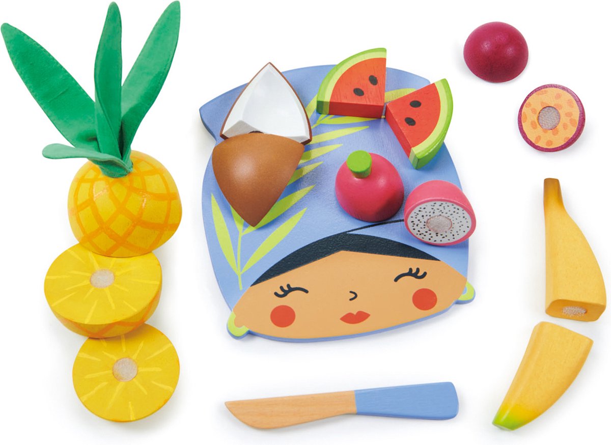 TENDER LEAF Playing - Snijplankje Tropisch Fruit - Hout - 2 Jaar