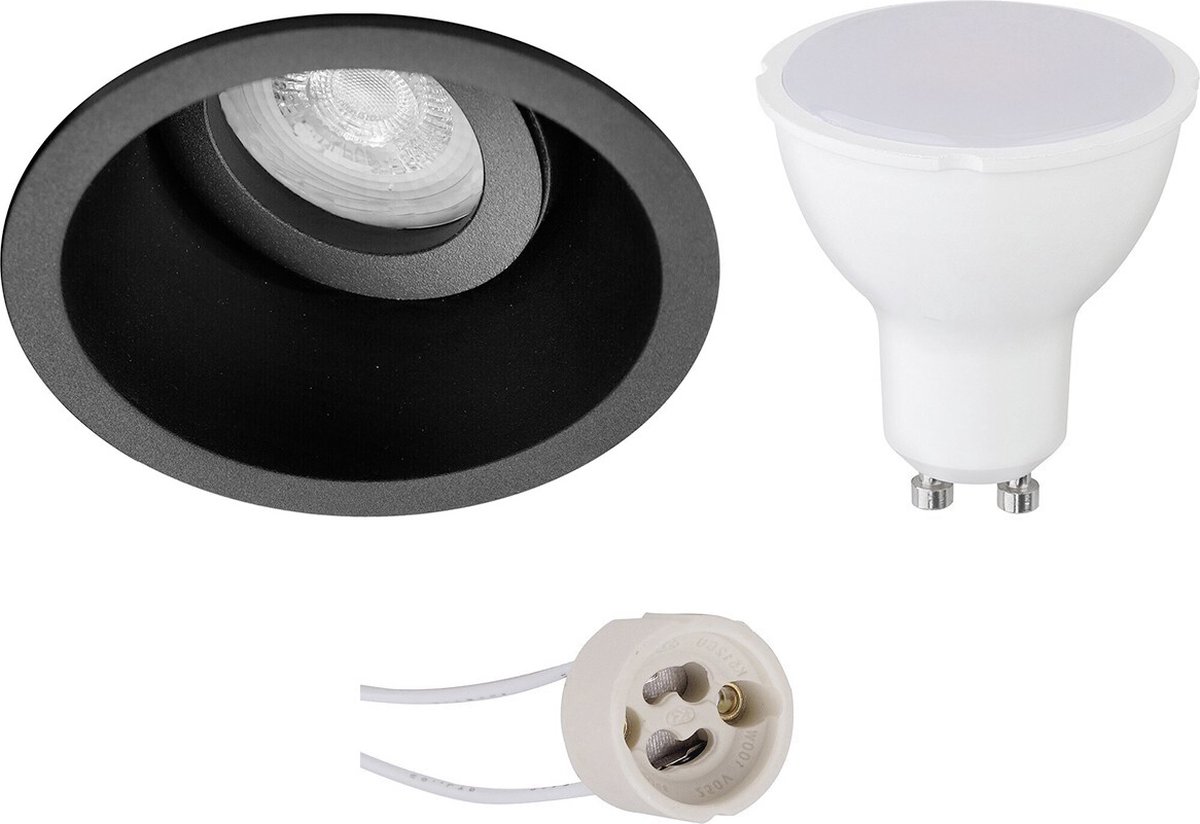GU10 Inbouwspot Set - Mat Zwart - Inbouw Rond - Kantelbaar - Proma Zano Pro - 4W - Warm Wit 3000K - Ø93mm