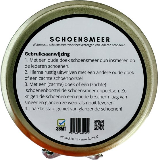 3BMT® Schoensmeer Zwart - Schoenverzorging - Schoenpoets - Schoenen Schoonmaak - Zwarte Leren Schoenen Poetsen - 50Ml - 3 BMT