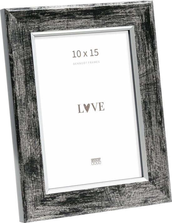 Deknudt Frames fotolijst S45YE2 - zwart met zilver biesje - 10x15 cm