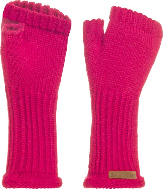Knit Factory Cleo Gebreide Dames Vingerloze Handschoenen - Handschoenen voor in de herfst & winter - Felroze handschoenen - Polswarmers - Fuchsia - One Size