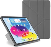 Pipetto Original Origami No1 case, geschikt voor iPad 10.9 (2022) – met multifunctionele vouwbare cover - volledige 360˚ bescherming - grijs