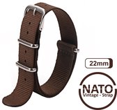 22mm Premium Nato Strap Bruin - Vintage James Bond - Nato Strap collectie - Mannen - Vrouwen - Horlogeband - 22 mm bandbreedte voor oa. Seiko Rolex Omega Casio en Citizen