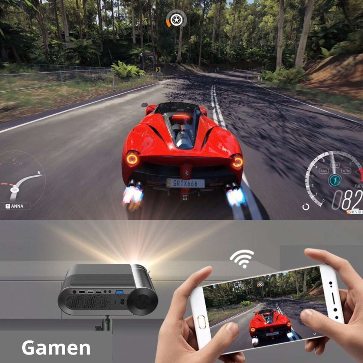 BYINTEK Mini Beamer Smartphone - Mini Beamer - Mini Projector - Mini Beamer Projector - Mini Projector Smartphone - Zwart — cadeau in Elektronica - foto 3
