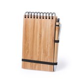 Notitieblok A6 - Notitieboekje - Notitieboek - Schrift - Hardcover - Ringband - Bamboe - Met balpen