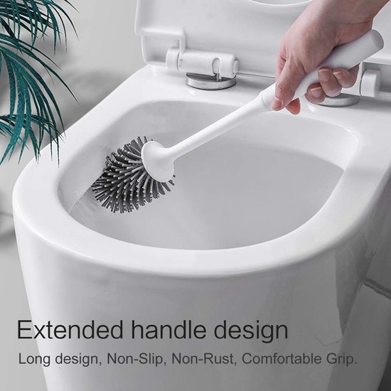 Toilet Brush and Holder, Silicone Toilet Brush, Long Handle Toilet Brush  Set with... | bol