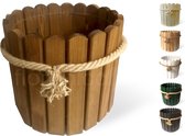 Floranica® Pot de fleur en bois, rond | 33x30cm | Marron | Pin imprégné | Pot de protection pour herbes, fleurs | Décoration de la maison et du jardin | Caisse | Utilisation intérieure et extérieure | produit de l'UE